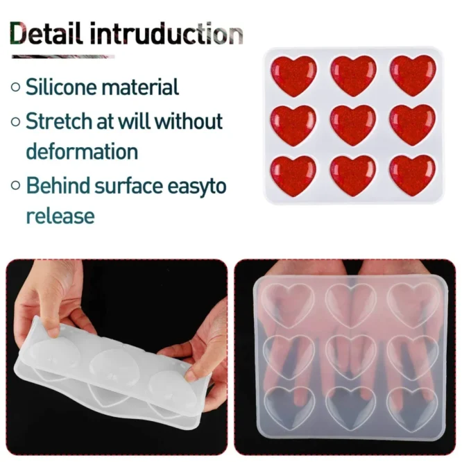 Heart Shape Resin Mold Silicone Heart Keychain Resin Mold Heart Mold for Jewelry Making Heart