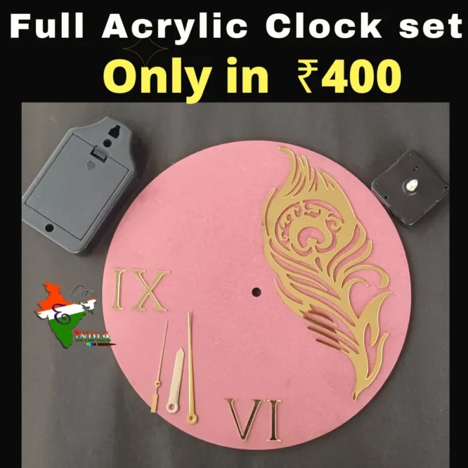 mdf full clock set with acrylic leaf number for resin art