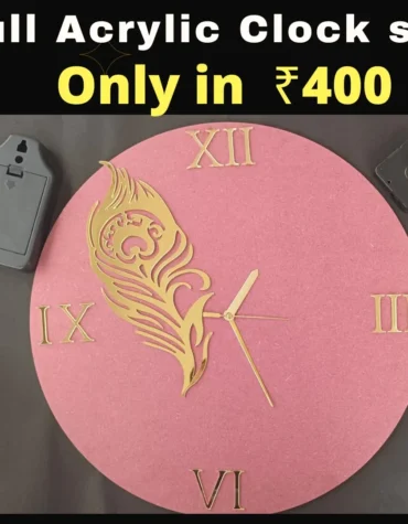 mdf full clock set with acrylic Krishna leaf number for resin art