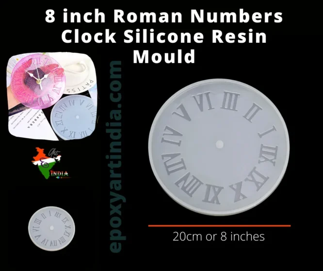8 inch Roman Numbers Clock Silicone Resin Mould For Resin Art