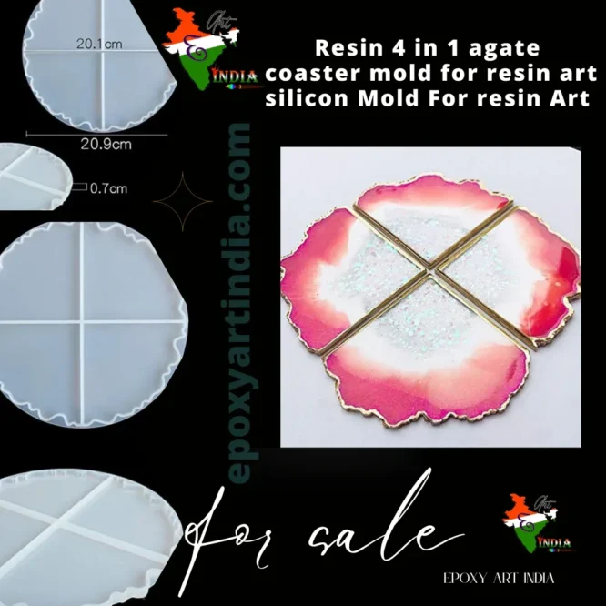 Resin 4 in 1 agate coaster mold for resin art