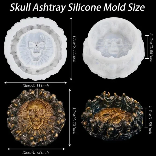 Halloween skull ashtray, jewelry storage, decoration silicon mold For Resin Art