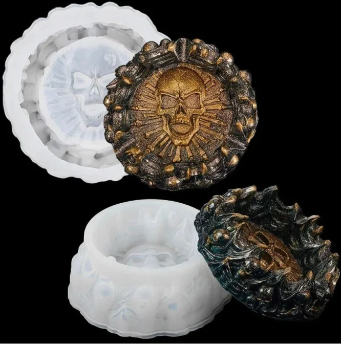 Halloween skull ashtray, jewelry storage, decoration silicon mold For Resin Art