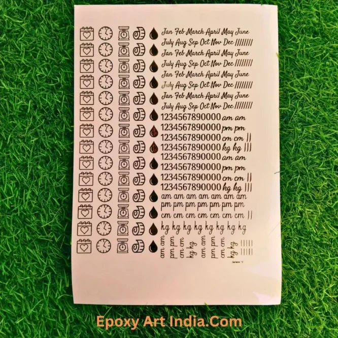 Embossed Gold baby details Stickers sheet 0076 for resin art