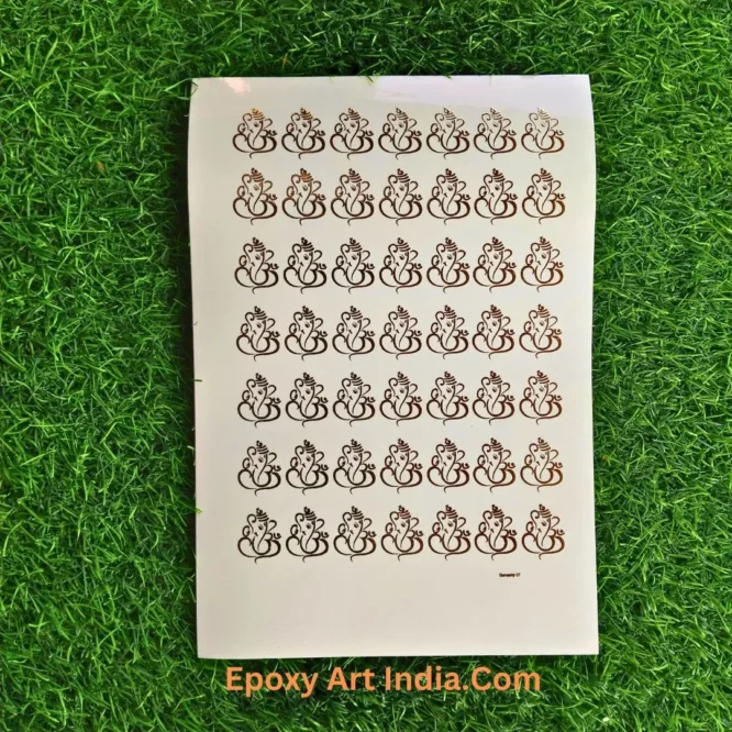 Embossed Gold Stickers sheet Ganesh ji sticker set of 9