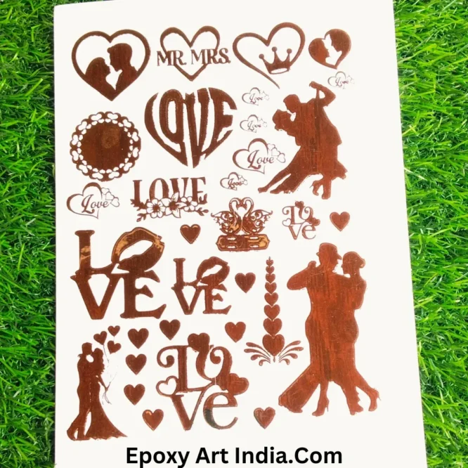 Embossed Gold Stickers sheet For Resin Art 218 Couple’s Stickers