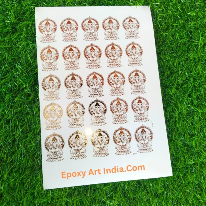 Embossed Gold Stickers sheet 223 Sticker Ganesh Ji Sticker