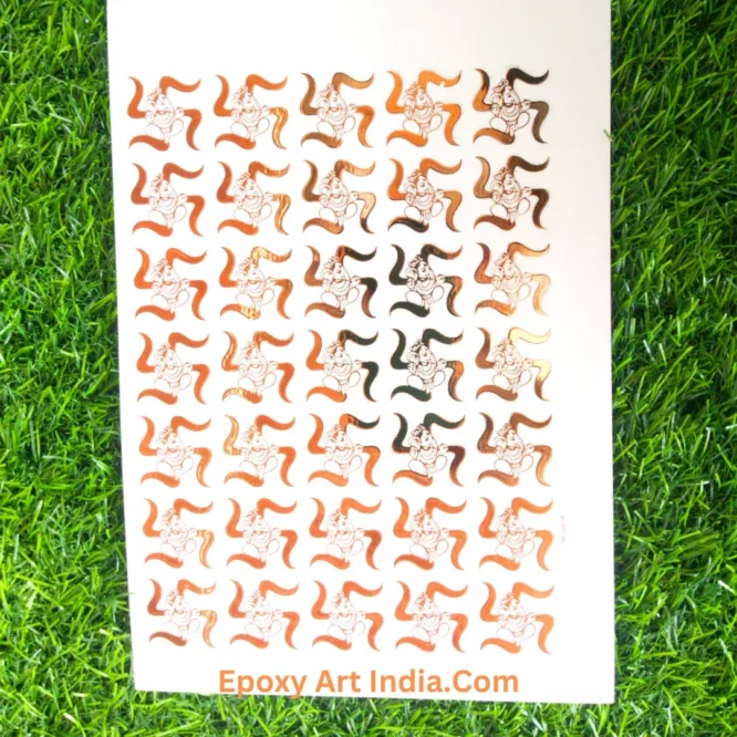 Embossed Gold Stickers sheet For Resin Art 227 Swastik Ganesh Ji Sticker
