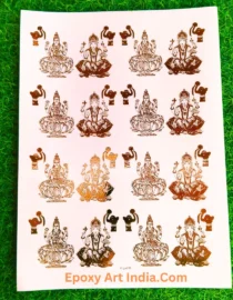 Embossed Gold Stickers sheet 233 A4 Size Laxmi Ganesh Ji Sticker
