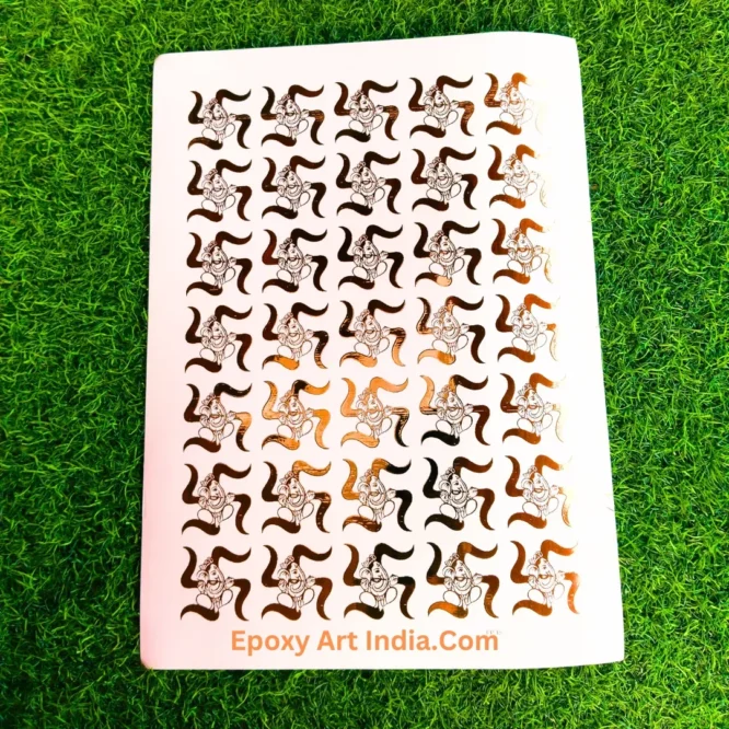Embossed Gold Stickers sheet 239 A4 Size Swastik Ganesh Ji Sticker
