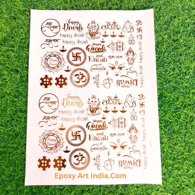 Embossed Gold Stickers sheet 248 A4 Size Mix Diwali Sticker