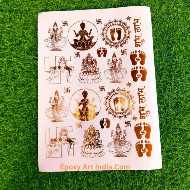 Embossed Gold Stickers sheet 252 A4 Size Hindu God Sticker