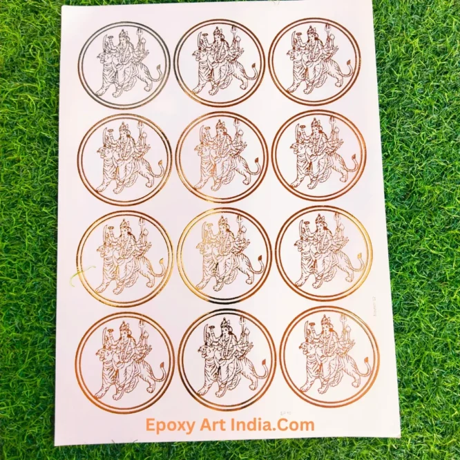 Embossed Gold Stickers sheet 253 A4 Size Durga Maa Sticker