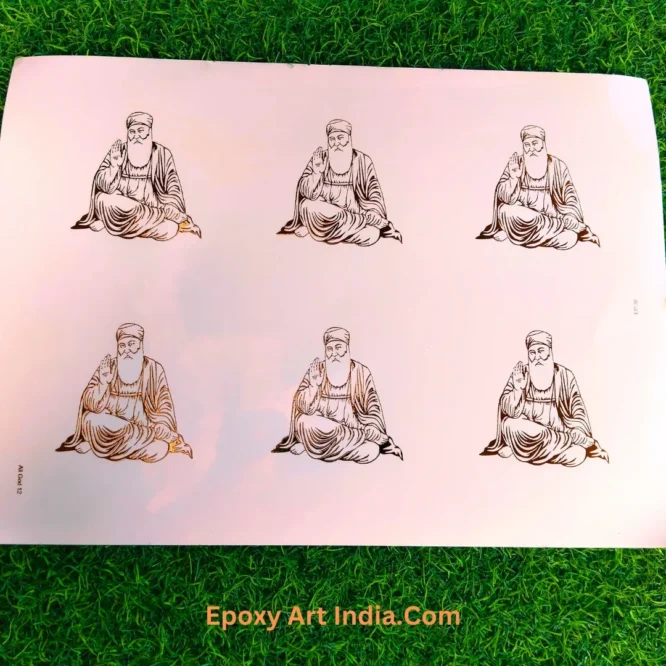 Embossed Gold Stickers sheet 257 A4 Size Guru Nanak Ji Sticker