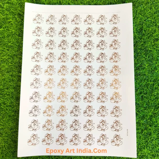 Embossed Gold Stickers sheet 258 A4 Size Ganesh ji Sticker