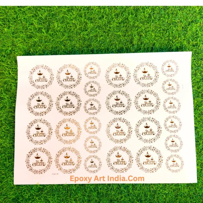 Embossed Gold Stickers sheet 259 A4 Size Happy Diwali Sticker