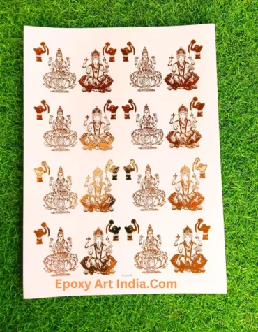 Embossed Gold Stickers sheet 260 A4 Size Ganesh Ji Laxmi Ji Sticker