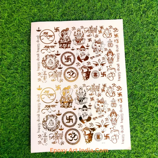 Embossed Gold Stickers sheet 262 A4 Size Ganesh Ji Sticker