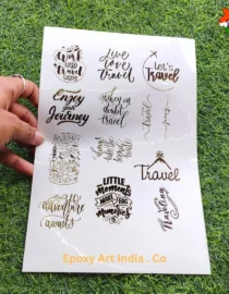 Embossed Gold Stickers for resin art sheet 265 ( Travels Theme )