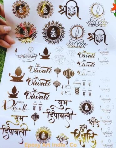 A5 Embossed Gold Stickers for resin art sheet 269 ( Diwali Sticker )