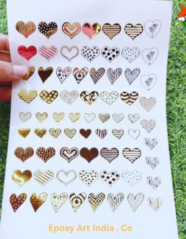 Embossed Gold Stickers for resin art sheet 272 ( Heart Stickers )