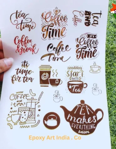 Embossed Gold Stickers for resin art sheet 276 (Tea & Coffee Sticker)