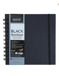 Brustro Black Sketchbook Acid Free Archival 200gsm Wiro Bon 6"X6"